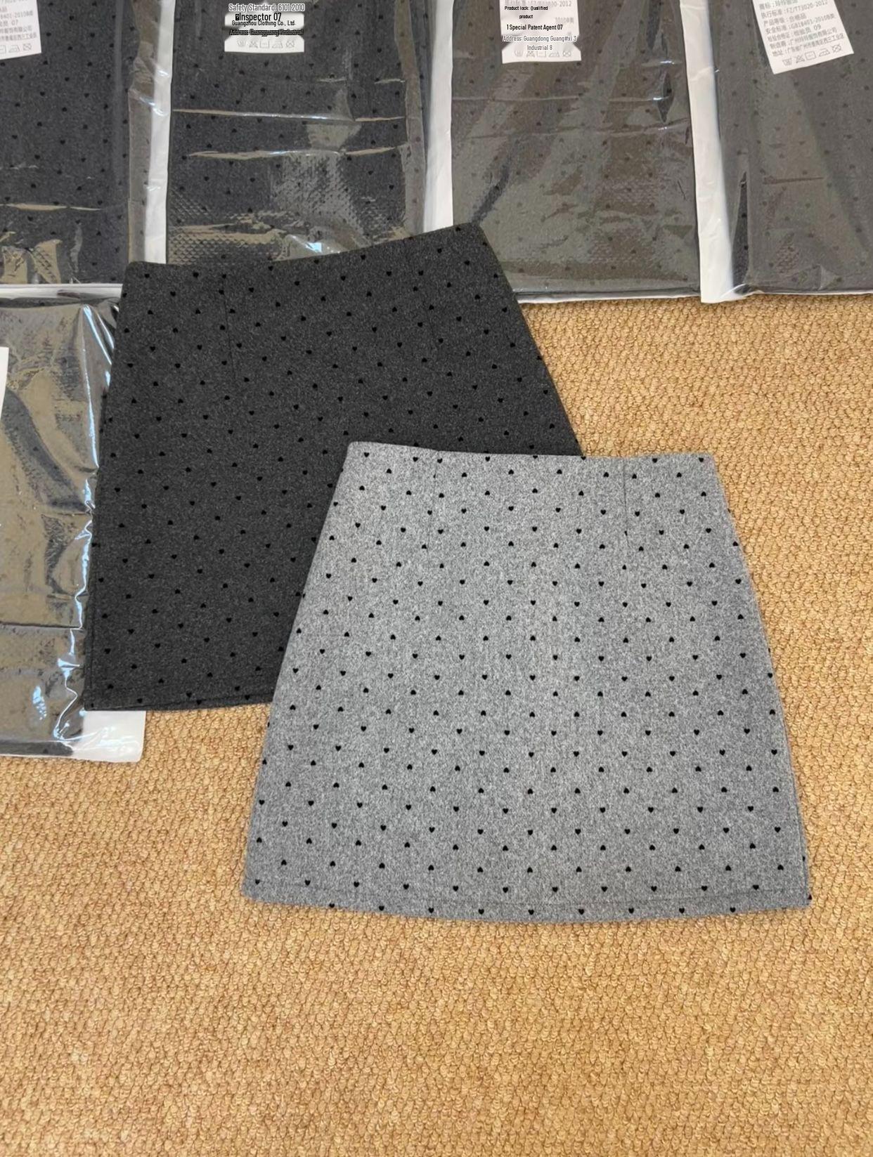 Слегка Полная Шерстяная Юбка-Карандаш в Горошек - Женская Осенне-Зимняя Корейский Стиль Ретро Стройнящая Короткая Юбка XL