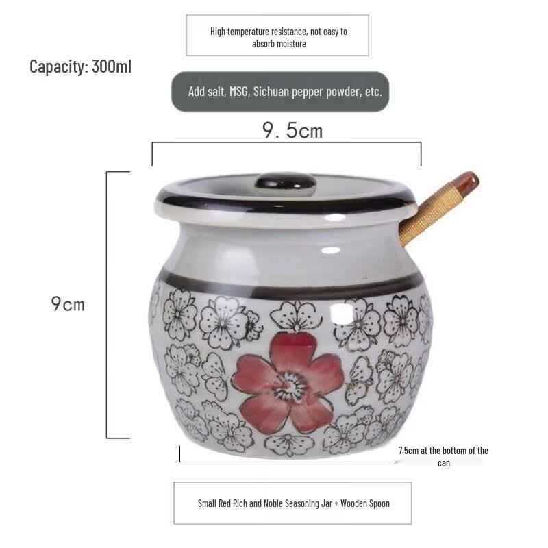 Four Seasons Japanese Style Underglaze Ceramic Seasoning Jar