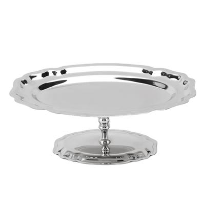 Footed Dessert Serving Tray 304 Stainless Steel Oval Footed Display Serving Plate for Ice Cream Salad Fruit