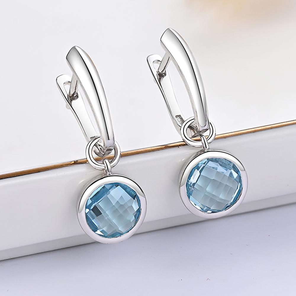 Einfache Lünettenfassung Silberohrringe rund 8mm 4ct 925 Sterlingsilber feiner Schmuck für Mädchen schönes Geschenk