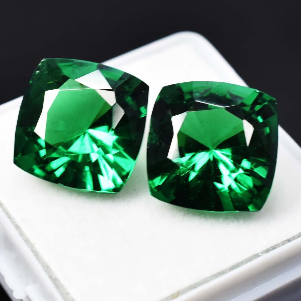 20.54 Ct NATURAL Garnet CUSHION CUT Green   Loose Gemstone Pair
