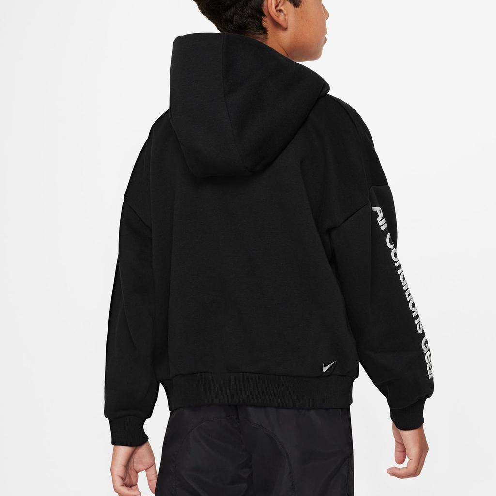 Nike Kids Letter Print Hooded Casual Sweatshirt Kids sweatshirt Black FB4343-010