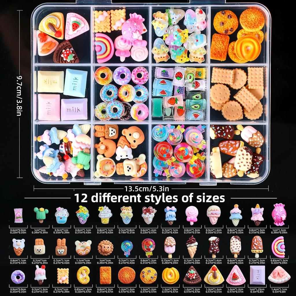 3D Mix Assorted Color Nail Charms Acrylic Multi Cute Nail Art Charms Hollow Candy Jewelry Nail Supplies for Nail Art Design DIY Crafts Accessories