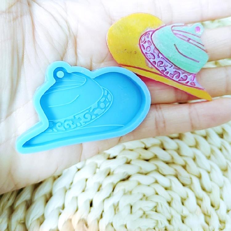 Cowboy Hat Horse Keychain Silicone Mold with Hole Pendant Handmade Mold