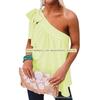 Slanted Shoulder Lace Up Sleeveless Top Pure Color Shoulder Shoelace Sleeveless Tops