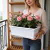 Rectangular Plastic Flower Planter Box with Attached Tray for Indoor and Outdoor Gardening Use 24 Inch Durable Lightweight Construction