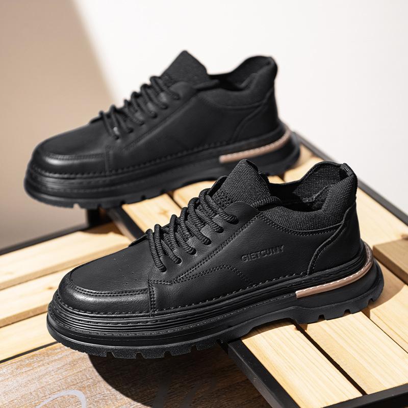 Herrenschuhe Herbst atmungsaktiv koreanische Version lässige Leder-Board-Schuhe Herren britisches Werkzeug Low-Top Martin Stiefel 2024 neu