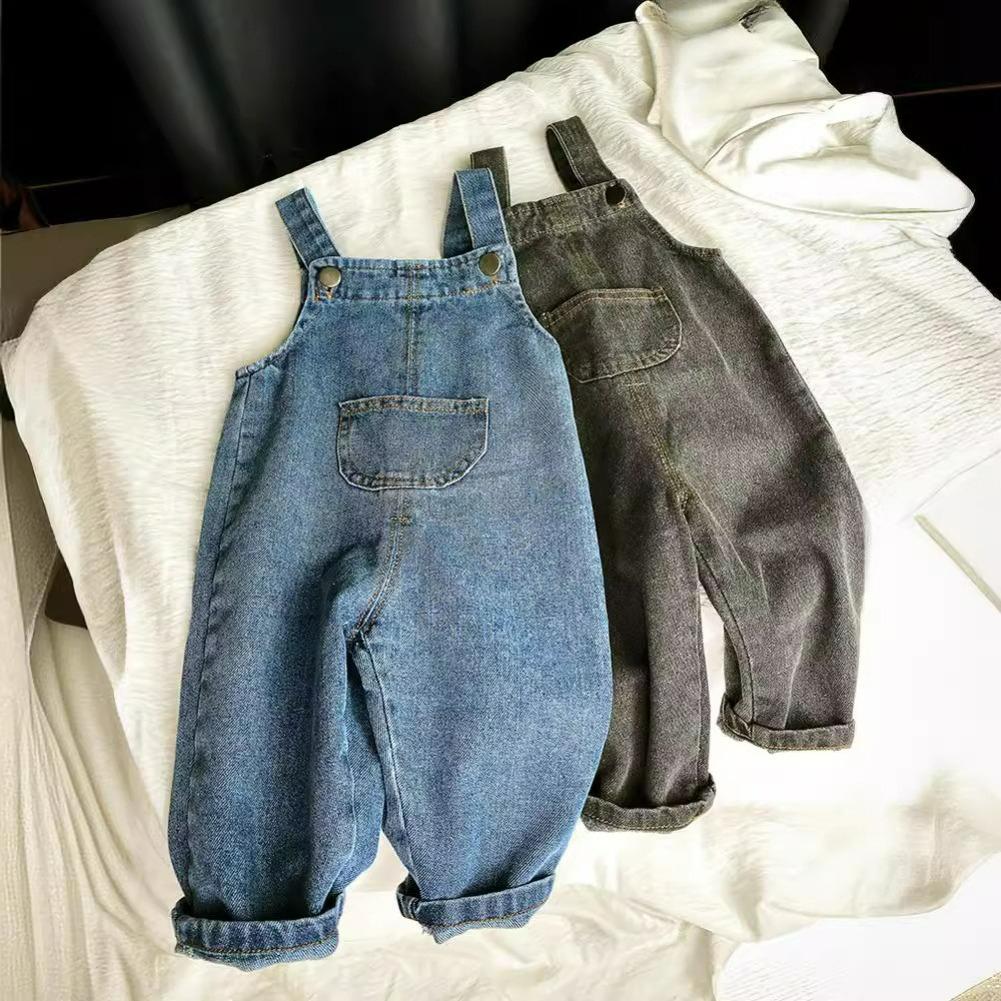 Children's Baby Denim Overalls Spring and Autumn Models for Babies 3 Girls 1 One-year-old Western Style Spring Casual Long Pants for Outer Wear