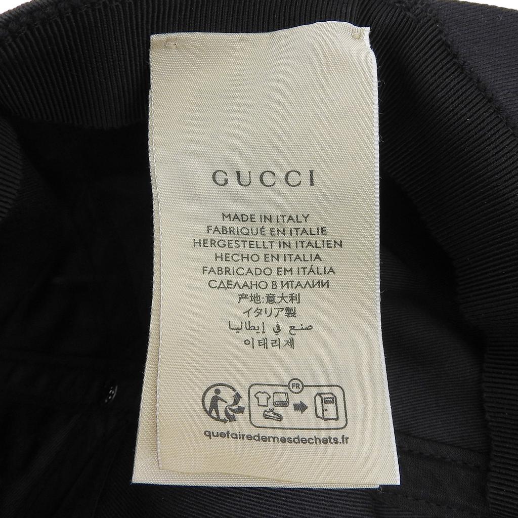 Pristine GUCCI Cap Black Cotton Mens 751400 Used
