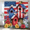 1 Piece Country Farmhouse American Style Shower Curtain, Garden Flowers and Birds Bathroom Decorative Shower Curtain with Hooks