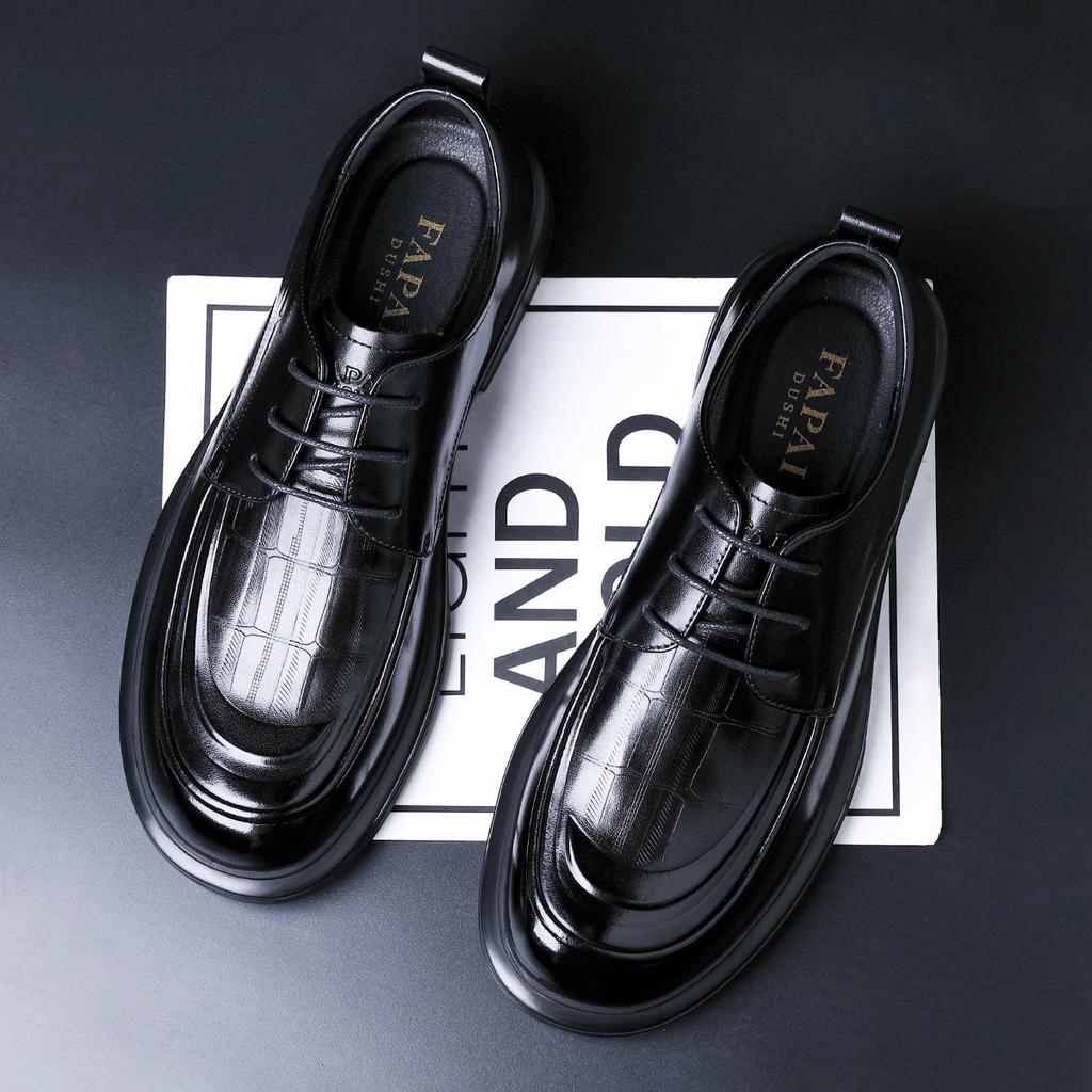 2025 Leather Shoes Men's Premium British Style Leather Men's Shoes First Layer Cowhide Business Casual Wedding Derby Shoes Big Head