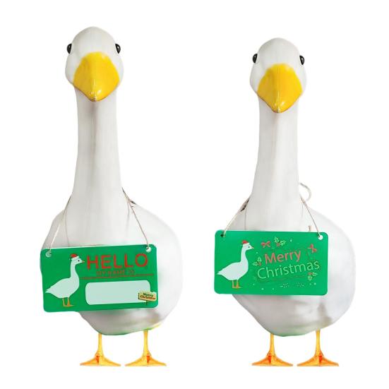Porch Goose Hanging Sign Weather-proof Outdoor Garden Patio Yard Goose Statue Halloween Christmas Welcome Decorative Plaque