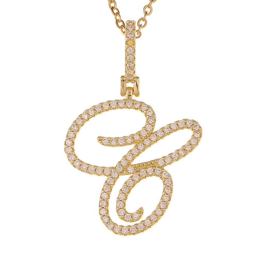 A-Z Cursive Initial Letter Pendant Necklace For Women Simple Rope Chain Pendant Necklace Jewelry Gift