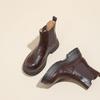 Chelsea Short Boots for Women with Hand-grabbing Leather Thick-soled Retro British Style Autumn and Winter Style Elastic One-foot Boots