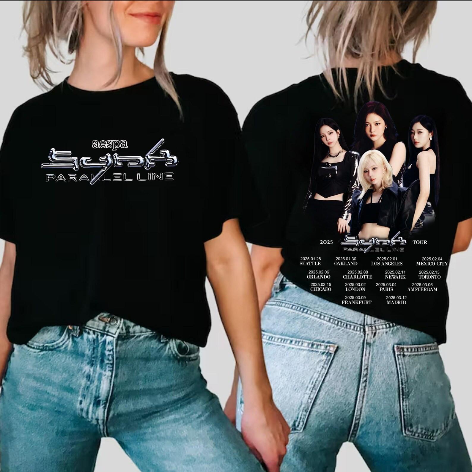 Aespa Synk Parallel Line World Tour 2025 T-Shirt Mens Womens Tees Top 4XL