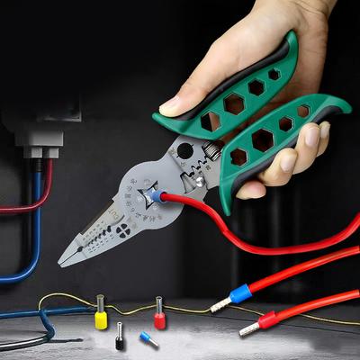 1 Adet Çok Fonksiyonlu Kablo Kesici Kavisli Ağızlı Tel Sıyırıcı Sıkma Pensesi Elektrikçi Tel Sıyırıcı Sarma El Aletleri