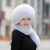 Autumn Winter New Women Faux Fox Fur Outdoor  Keep Warm Protect Ears Tail Russian Snow Hat Caps