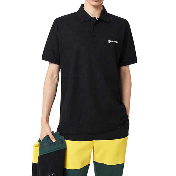 Burberry Polo Shirts Men's Black Polo Collar Moderate Straight Fit 80257521