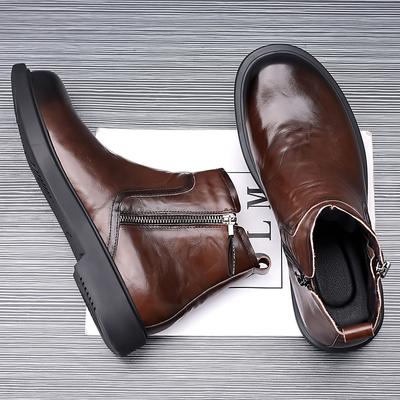 Boots Men's British Style Workwear Boots Spring Leather Shoes High Top Men's Shoes Chelsea Boots Versatile Breathable Men's Boot