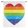 Rainbow Heart Shaped Stripes Colorful Love Tulle Window Treatment Sheer Curtains for Living Room the Bedroom Curtains Decoration