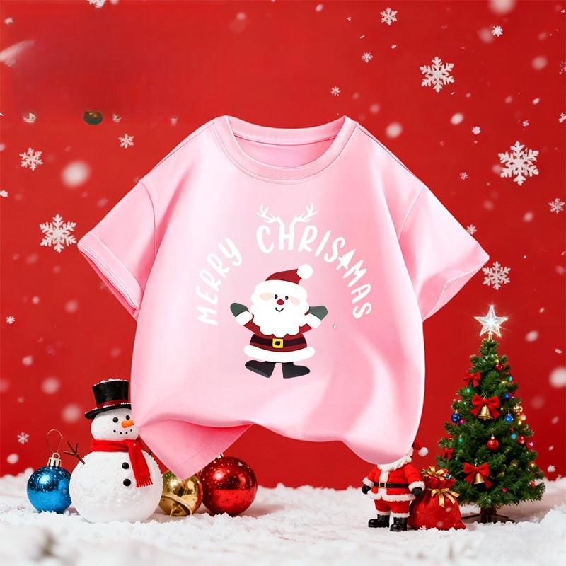 Christmas Red Shirt Round Neck T-shirt Fashionable and Casual Versatile