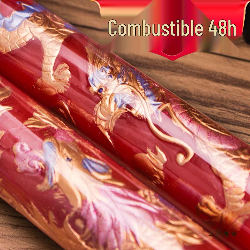 Dragon & Phoenix Windproof Wedding Candles - Romantic Red Smokeless Pair for Festive Celebrations