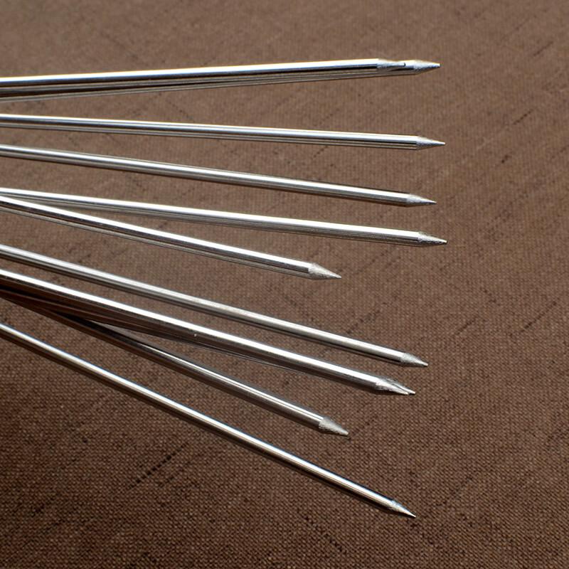 ZISIZ Stainless Steel Wooden Handle BBQ Skewers