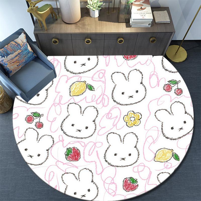 Miffy,Round Area Rug,Carpet Rug for Living Room Bedroom Sofa Playroom Decor,Non-slip Floor Mat