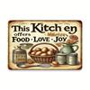 Rustikales Bauernhaus-Küche Blechschild, Vintage Wandkunst mit "Diese Küche bietet Essen, Liebe, Freude" Design - Langlebige Eisenkonstruktion