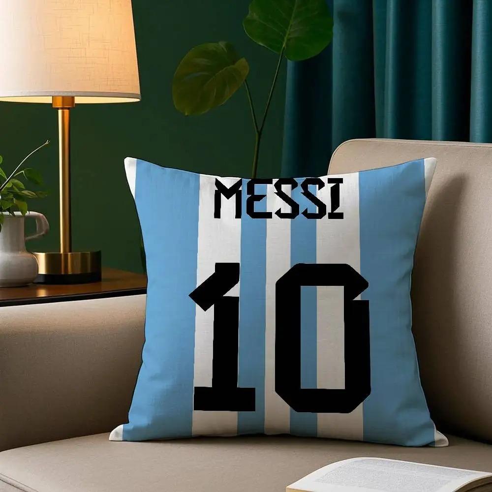 Footballer MMMessiS Pillow Case Short Plush Print Cushion Cover Square Throw Pillow Covers Sofa Home Decor