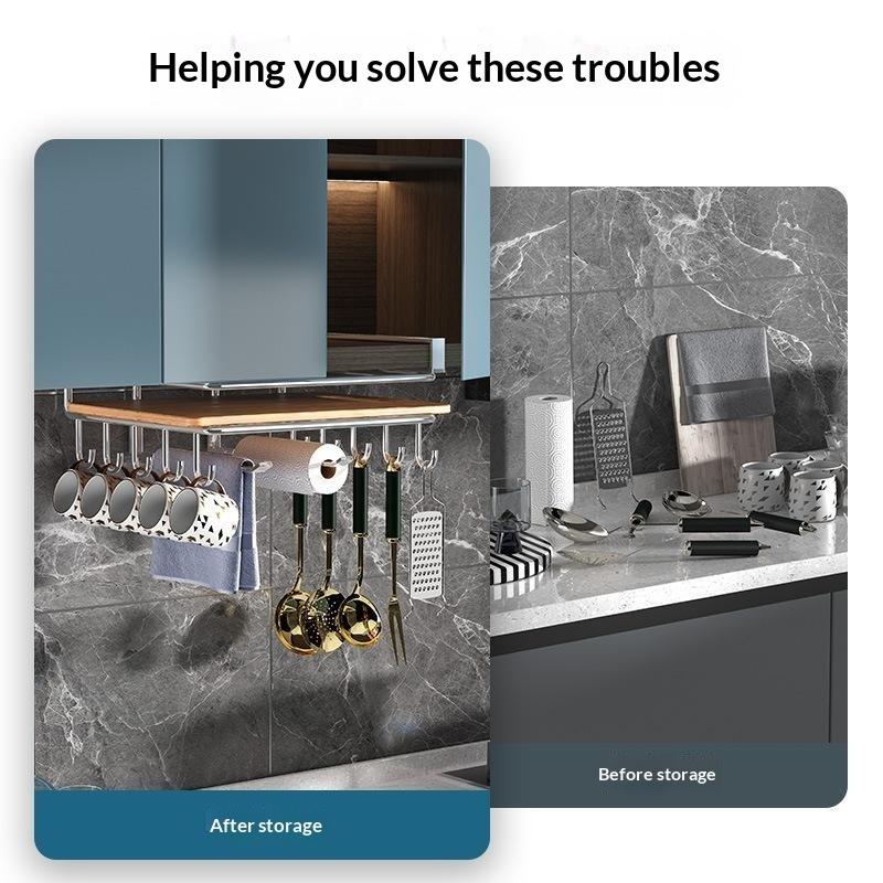 Under Cabinet Cutting Board Organizer Holder Kitchen Hanging Chopping Board Pot Lid Kitchenware Storage Rack Stainless Steel