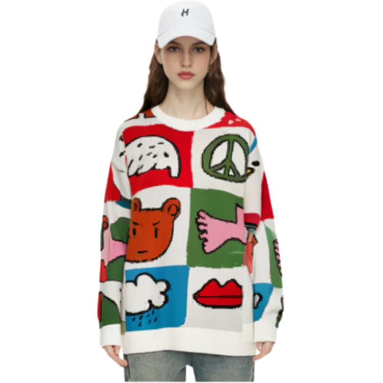 Palace Graphic Sweater Recommended for Gifts Unisex Tops White PAL-SS20-044