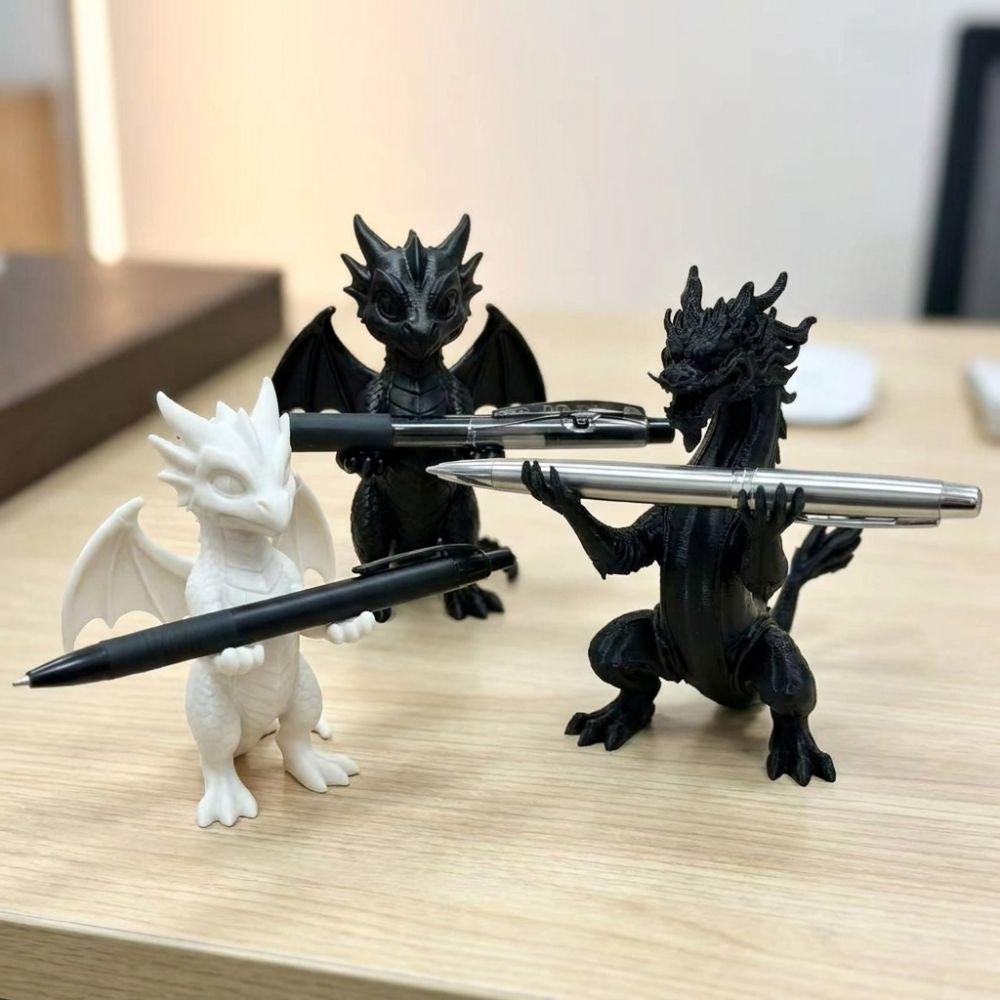 Vintage Style Dragon Shaped Pen Holder 3D Printed Dragon Stationery Storage Desktop Decor