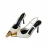 Mote Nye Kvinner Sexy Slingback Sandal Kvinnelig Design Metall Spiss Tå Stiletto Høye Hæler Fest Ballsko Kvinners Pumps Zapatos Mujer