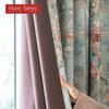 1PC Nuan Series French Idyllic Style Blackout Curtains Blue Bottom Peony Print Curtains Thick Curtains for Bedroom Living Room Window for Home Decor