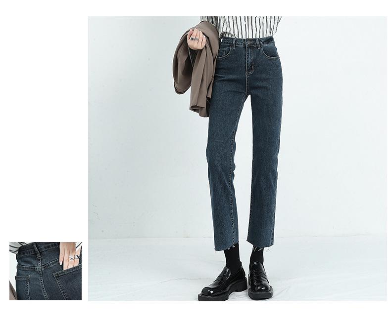 2025 Winter High-Waisted Black Frayed Straight Jeans: Velvet Lined, Loose Stretch Fit for Women