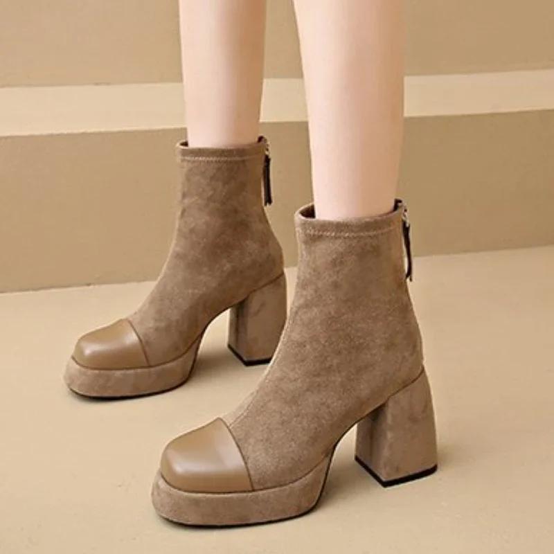 Fashion 2024 Designer Winter Women Modern Ankle Boots Casual Short Booties Ladies Platform Thick High Heels Shoes Dimension 34-40