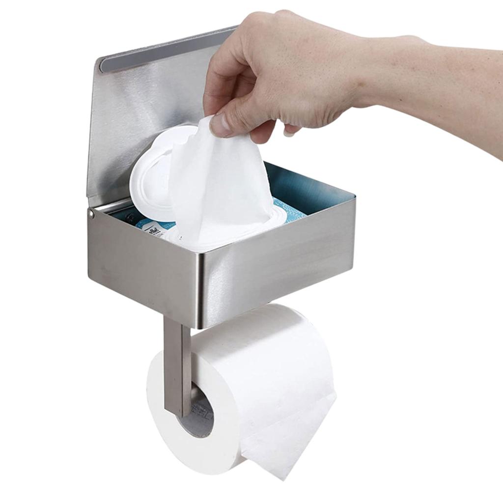 Toilet Paper Holder With Wipes Dispenser Flushable Wet Wipes Dispenser For Bathroom Wipe Storage Shelf Stainless Steel Wall