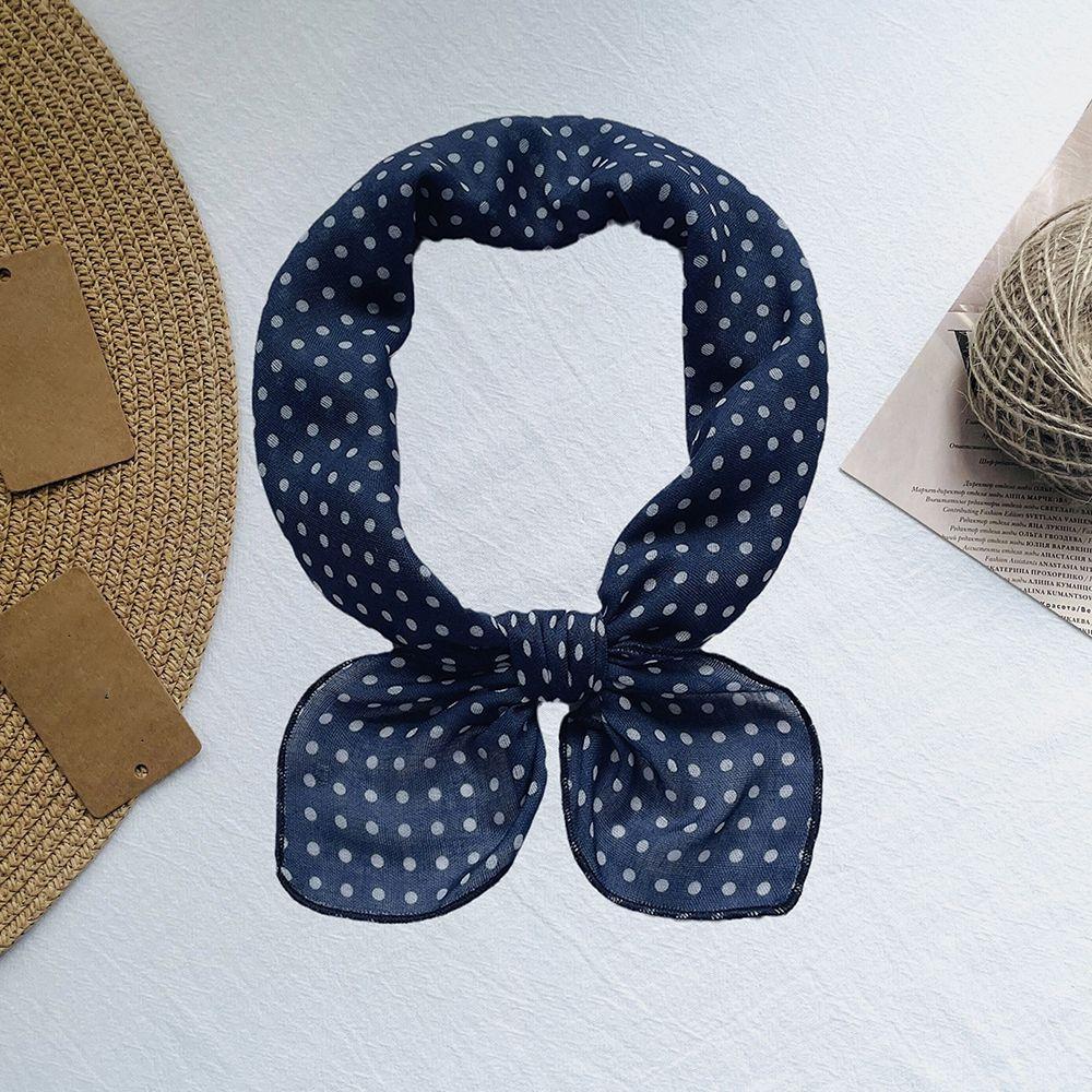 Japanese Casual Literary Square Scarf: Women's Small Polka Dot Design Travel Decor Accessory Thin Scarf/Headscarf Stylish Necktie