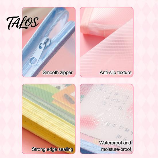 Waterproof Document Organizer A6 Bag, Smooth Zipper Durable Pencil Case, Reinforced Edge Filing Envelope Transparent PP for Stationery Receipts