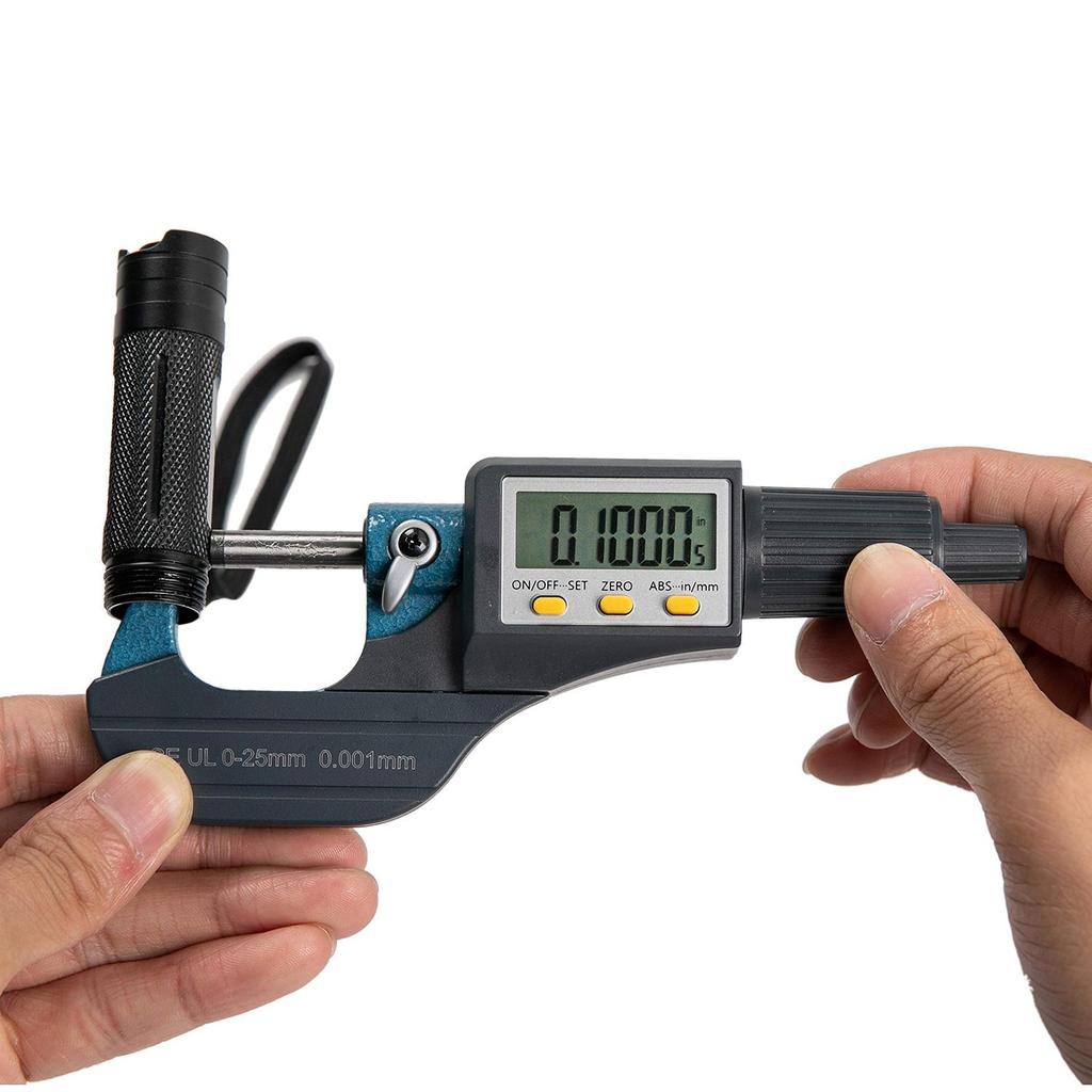 Digital Electronic Display Micrometer 0-1" / 0-25mm Gauge 0.00004" / 0.001mm Imperial/Metric Calipers, Mechanical Micrometer, Case with Battery