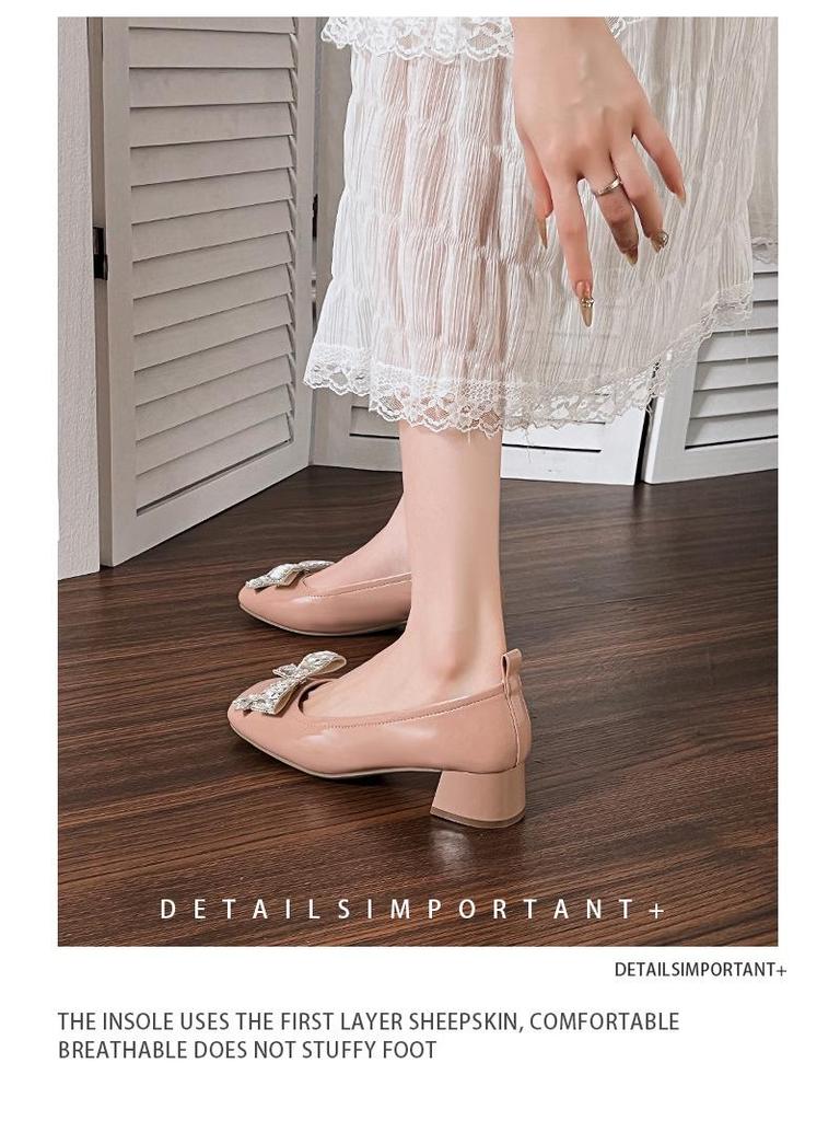 Red Mary Jane Chunky Heels for Women - Autumn 2025 Wedding & Dress Shoes, Plus Sizes Available