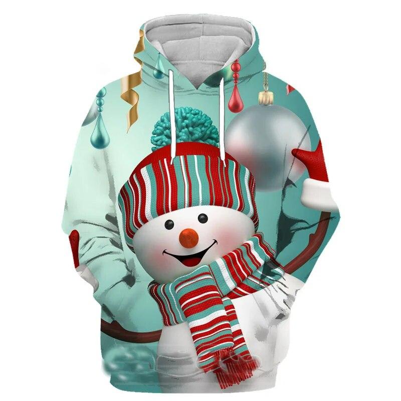 Pop 3D Christmas Tree Snowman Xmas Printing Hoodies For Men Children Fashion Funny Hooded Hoody Women Cute Harajuku Hoodie Tops