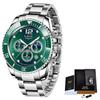 LIGE Top Brand Luxury Men Watch Business Stainless Steel Quartz Wristwatches Luminous Waterproof Watch for Men Clock Gift+Box
