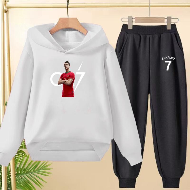 A Loose and Casual Sportswear Set of Hooded Sweatshirts and Trousers for Children, Suitable for Boys and Girls Aged 3 To 13