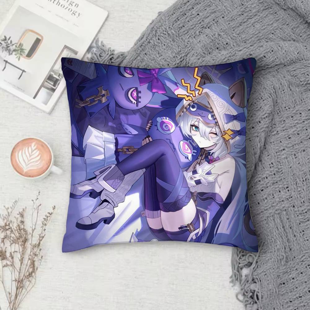 Honkai Series Anime Game Doublesided Printed Square Pillow Cover Decorative Cushion Cover for Sofa Bedroom Bedside