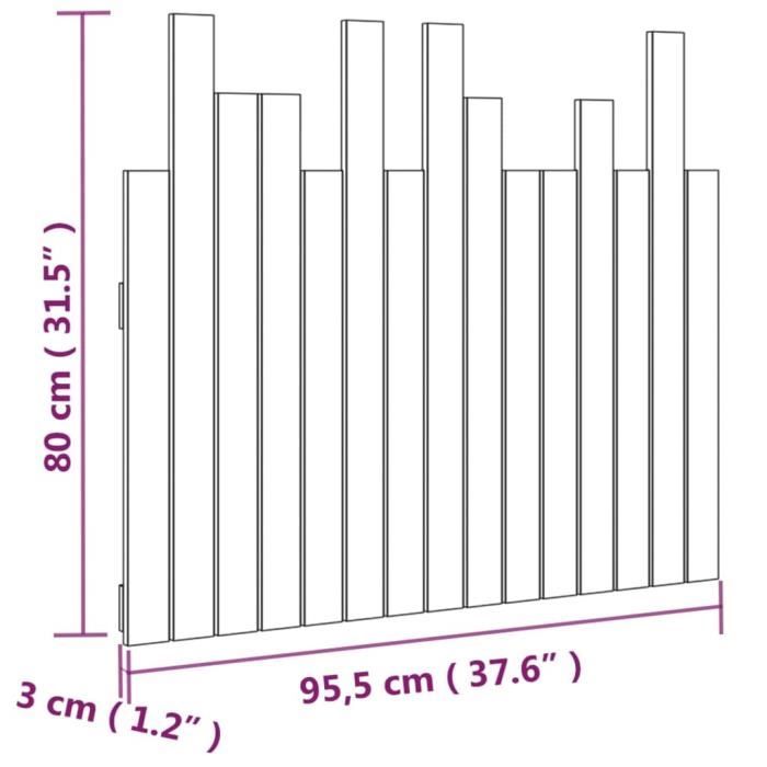 VidaXL Tête de lit murale Gris 95,5x3x80 cm Bois massif de pin 824785