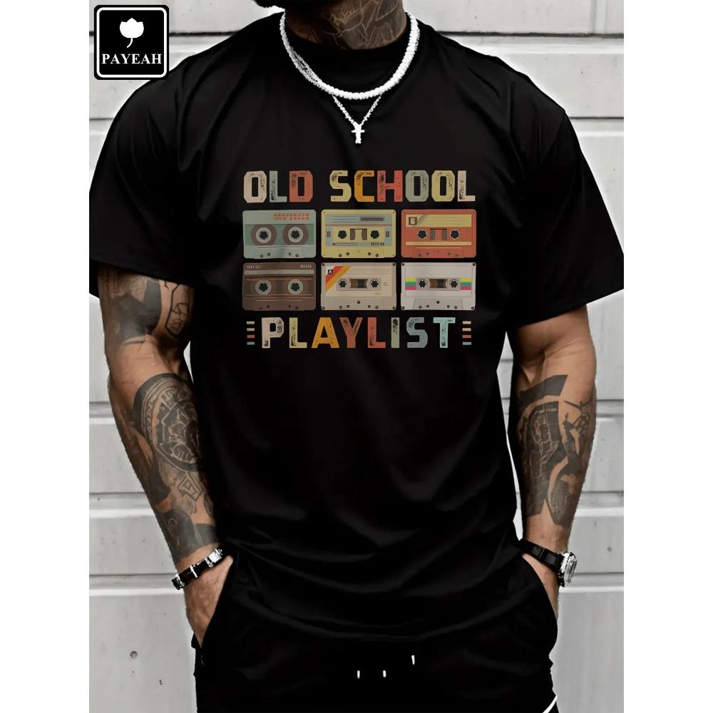 Cassette Music Vintage Old School Playlist Men and Women Cotton T-shirts for Everyday Comfortable