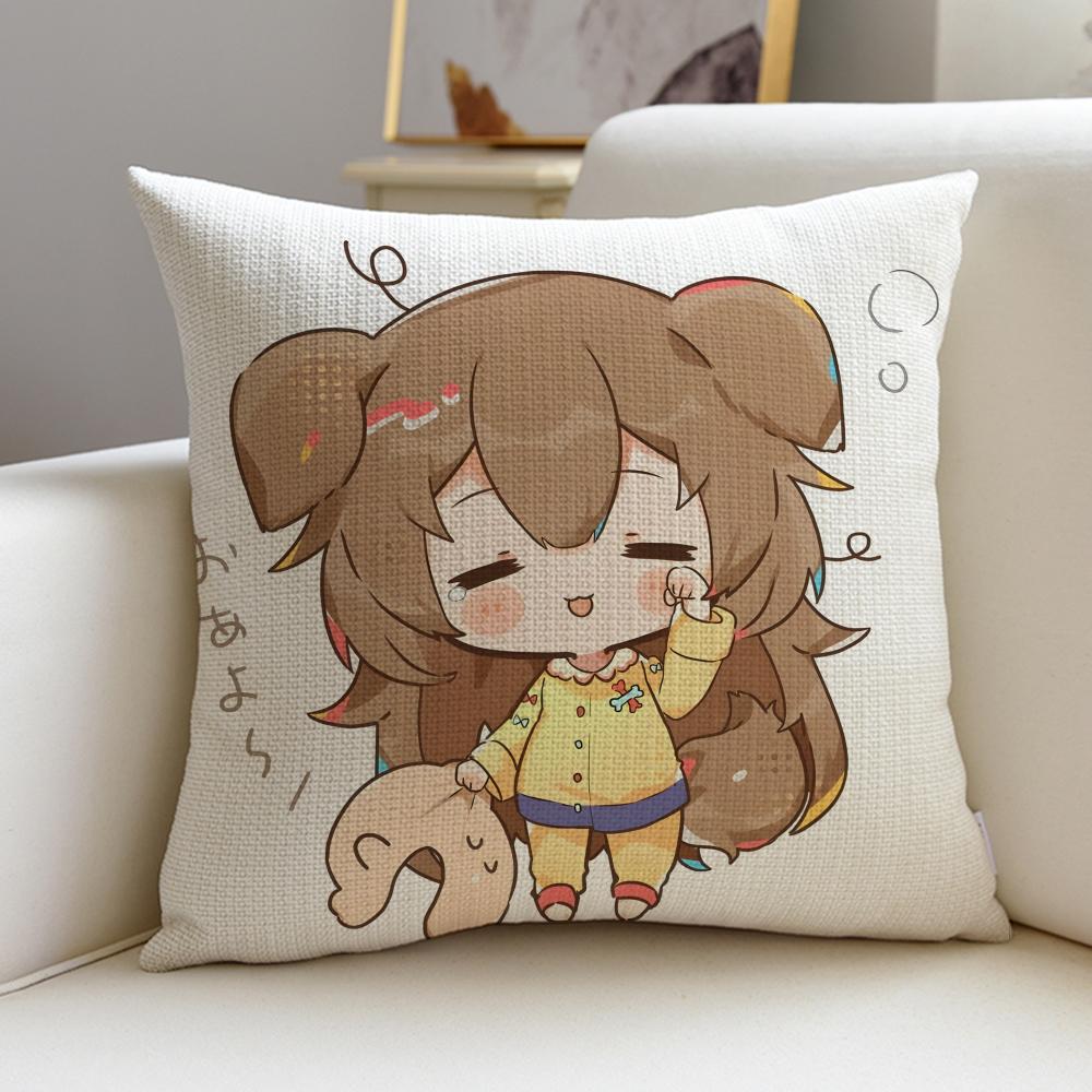 Energetic IInugami KoroneS Cushion Cover Breathable and Skinfriendly Linen Pillowcase Square Removable and Washable Cushion