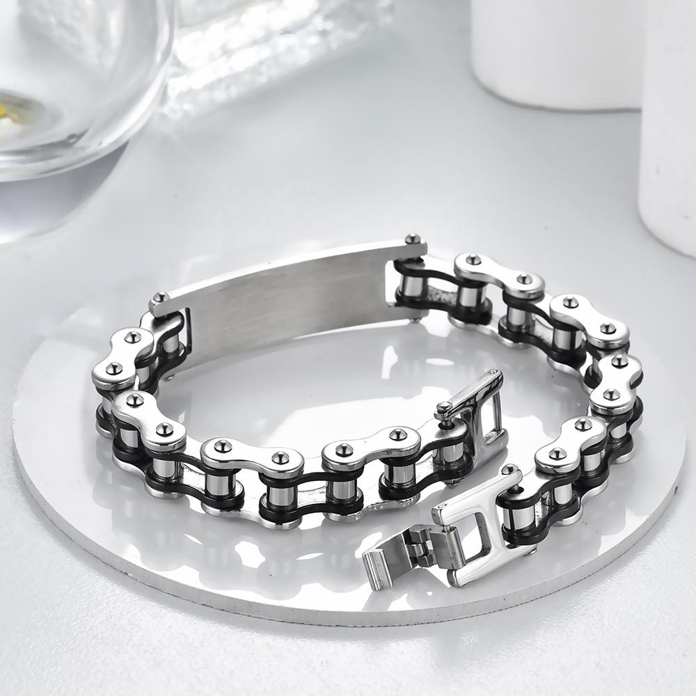 12MM Motorcycle Bike Chain Bracelet for Men Stainless Steel Bicycle Link Design Men's ID Bracelets Punk Rock Jewelry Accessory 10 Color